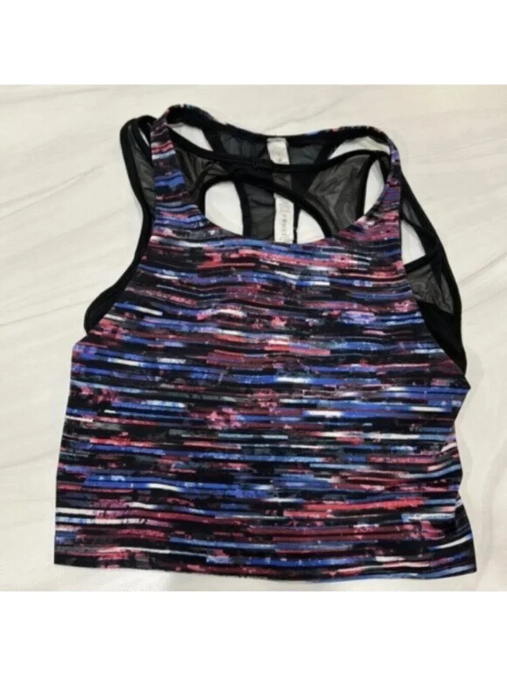 Lululemon White & Black Nulux Hinshu Alpine Break Free Crop Tank Bra Size 2